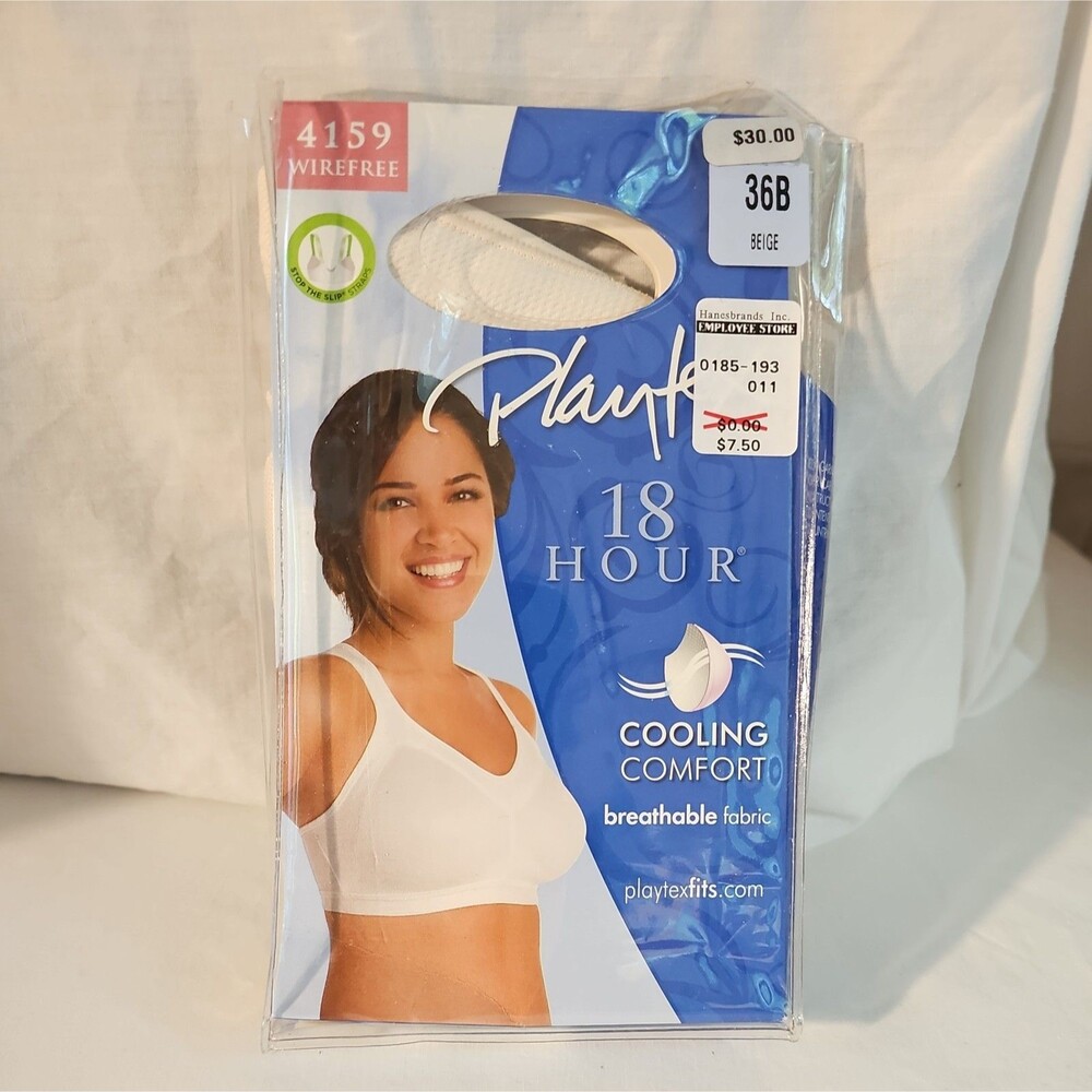 New In Package Playtex 18 Hour 36B bra 4159 Wirefree Light Beige Cooling Comfort